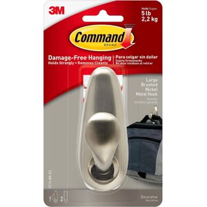 3M Command Large Forever Classic Brushed Nickel Metal Hook, Indoor use - 1 Hook and 3M Command Large Forever Classic Brushed Nickel Metal Hook, Indoor use - 1 Hook and