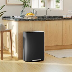 (Black) HOMCOM Pedal Bin with Soft-Close Lid, 50L Kitchen Bin with Carry Handle (Black) HOMCOM Pedal Bin with Soft-Close Lid, 50L Kitchen Bin with Carry Handle
