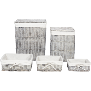 Beliani - Handmade 5 Basket Set - Storage Baskets for Laundry & Accessories Beliani - Handmade 5 Basket Set - Storage Baskets for Laundry & Accessories