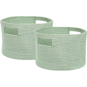 Beliani Set of 2 Baskets CHINIOT Cotton Light Green Beliani Set of 2 Baskets CHINIOT Cotton Light Green