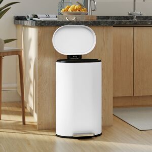 (White) HOMCOM Slim Rectangular Pedal Bin with Soft-Close Lid, 30L Kitchen Bin (White) HOMCOM Slim Rectangular Pedal Bin with Soft-Close Lid, 30L Kitchen Bin
