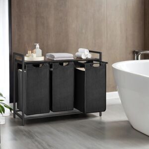 VASAGLE Laundry Basket, 3-Compartment Laundry Hamper, Pull-Out and Removable Liner Bags, VASAGLE Laundry Basket, 3-Compartment Laundry Hamper, Pull-Out and Removable Liner Bags,