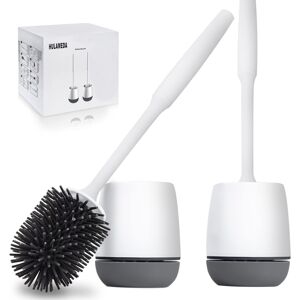 Hulameda Toilet Brush and Holder 2 Pack, Silicone Toilet Cleaning Brush with Qui Hulameda Toilet Brush and Holder 2 Pack, Silicone Toilet Cleaning Brush with Qui