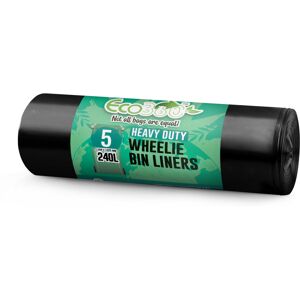 Ecobag Black 5 Pack Eco-Friendly Wheelie Bin Liners 1194 x 1325 mm 240L 18 Micro Ecobag Black 5 Pack Eco-Friendly Wheelie Bin Liners 1194 x 1325 mm 240L 18 Micro