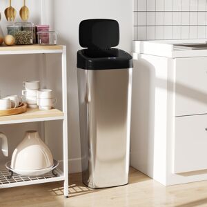 HOMCOM 50L Sensor Bin, Stainless Steel Slim Kitchen Bin, Fingerprint-Proof HOMCOM 50L Sensor Bin, Stainless Steel Slim Kitchen Bin, Fingerprint-Proof