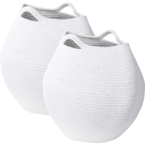 Beliani Cotton Storage Baskets Set - 30x30cm - White Beliani Cotton Storage Baskets Set - 30x30cm - White