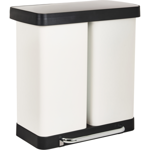 Beliani Double Pedal Waste Bin 60 L ECOSORT Metal White Beliani Double Pedal Waste Bin 60 L ECOSORT Metal White