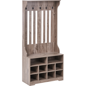 Beliani Shoe Storage with Coat Rack DENILIQUIM Dark Brown Beliani Shoe Storage with Coat Rack DENILIQUIM Dark Brown