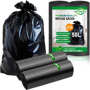 Heavy Duty Bin Bags 50 Litre KITBEST Recyclable Black Bin Liners 40 Plastic Heavy Duty Bin Bags 50 Litre KITBEST Recyclable Black Bin Liners 40 Plastic