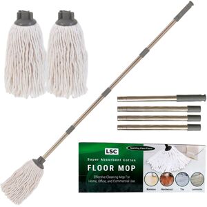 Lifestyle Comfort Ltd LSC Cotton Floor Mops Looped String Mop with 120cm Long Stainless Steel Han Lifestyle Comfort Ltd LSC Cotton Floor Mops Looped String Mop with 120cm Long Stainless Steel Han