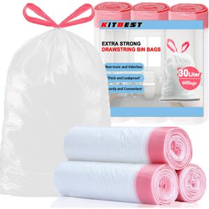 30 Liter Bin Liners 60 Bags KITBEST Drawstring Bin Bags with Tie Handle Str 30 Liter Bin Liners 60 Bags KITBEST Drawstring Bin Bags with Tie Handle Str