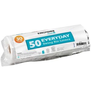 Kingfisher Everyday Swing Bin Liners White 30L 50pk Kingfisher Everyday Swing Bin Liners White 30L 50pk
