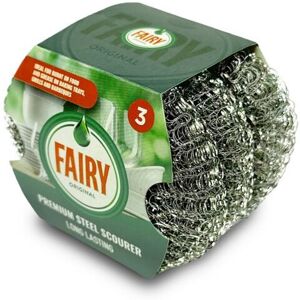 Addis Fairy Original Premium Steel Wool Pot & pan Scourers, Pack of 3, Steel,Sta Addis Fairy Original Premium Steel Wool Pot & pan Scourers, Pack of 3, Steel,Sta