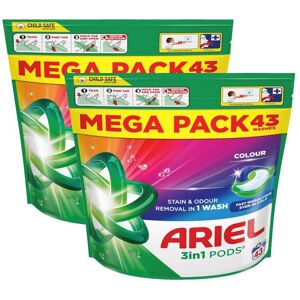 Ariel 3 in 1 Fast Dissolving Stain Removal Pods for Colours - 43 Washes x 2 Ariel 3 in 1 Fast Dissolving Stain Removal Pods for Colours - 43 Washes x 2