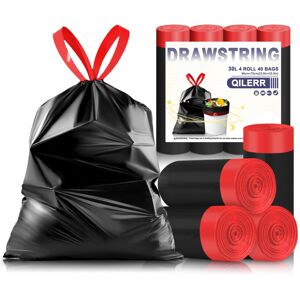 QILERR 35L Black Bin Bags with Tie Drawstring Handle 40 Count Extra Thick P QILERR 35L Black Bin Bags with Tie Drawstring Handle 40 Count Extra Thick P