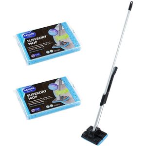 Addis Superdry Sponge Floor Mop with built in self wringing handle 2 Spare Addis Superdry Sponge Floor Mop with built in self wringing handle 2 Spare