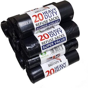 200 Heavy Duty Black Bin Liners Refuse Sacks Bin Bag Rolls - Made in Britain 200 Heavy Duty Black Bin Liners Refuse Sacks Bin Bag Rolls - Made in Britain