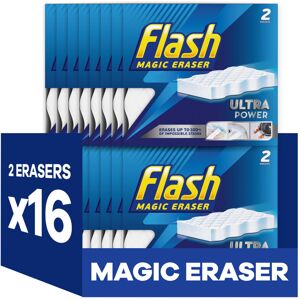 Flash Ultra Power Magic Eraser, Stain Remover, 32 Erasers (16x2), Multi Surface Flash Ultra Power Magic Eraser, Stain Remover, 32 Erasers (16x2), Multi Surface