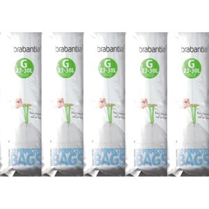 5 x Brabantia Pack Of 20 Extra Strong Perfect Fit G Size 23-30L Waste Bin Liners 5 x Brabantia Pack Of 20 Extra Strong Perfect Fit G Size 23-30L Waste Bin Liners