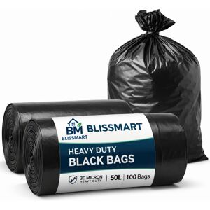 BLISSMART Black Bin Bags 50 Litre 100 BLISSMART Black Bin Bags 50 Litre 100