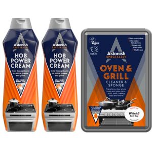 Astonish Specialist Hob Cream Cleaner, Tough on Burnt-On Stains, 2 x 500ml and A Astonish Specialist Hob Cream Cleaner, Tough on Burnt-On Stains, 2 x 500ml and A