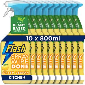 Flash Spray Wipe Done Kitchen Cleaning Sprays, Crisp Lemon, 8 Litres (800 ml x 1 Flash Spray Wipe Done Kitchen Cleaning Sprays, Crisp Lemon, 8 Litres (800 ml x 1