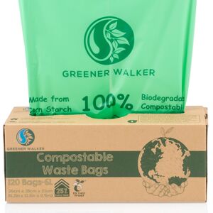 Greener Walker 25% Extra Thick Compost 6L/10L/30L Caddy Bin Liners-120 Bags Biod Greener Walker 25% Extra Thick Compost 6L/10L/30L Caddy Bin Liners-120 Bags Biod