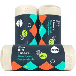 SEEP Compostable 75 x 30 Litre Bin Bags - 30L Eco Friendly Bin Liners - Large Ki SEEP Compostable 75 x 30 Litre Bin Bags - 30L Eco Friendly Bin Liners - Large Ki