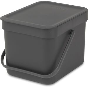 Brabantia Sort & Go Food Waste Bin 6L (Grey), Space-Efficient Plastic Recycle Bi Brabantia Sort & Go Food Waste Bin 6L (Grey), Space-Efficient Plastic Recycle Bi