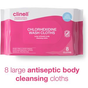 Clinell Chlorhexidine Wash Cloths Pack of 8 Cloths Body Wipes Rinse Clinell Chlorhexidine Wash Cloths Pack of 8 Cloths Body Wipes Rinse