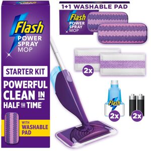 Flash Power Spray Mop Bundle Value Pack, Handle + 2 Washable Pads + 2 Disposable Flash Power Spray Mop Bundle Value Pack, Handle + 2 Washable Pads + 2 Disposable