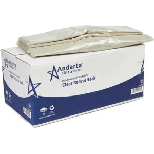 Andarta - High Strength Clear Refuse Sack - Bulk Box of 400 (90L Capacity) - Hea Andarta - High Strength Clear Refuse Sack - Bulk Box of 400 (90L Capacity) - Hea