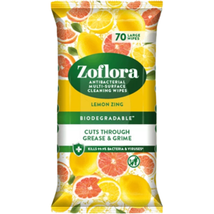 Zoflora Cleaning Wipes Surface Lemon Zing 70's Zoflora Cleaning Wipes Surface Lemon Zing 70's