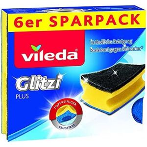 Vileda Glitzi Plus Washing Up Sponge/Thorough, Hygienic and Absorbent (6 pieces) Vileda Glitzi Plus Washing Up Sponge/Thorough, Hygienic and Absorbent (6 pieces)
