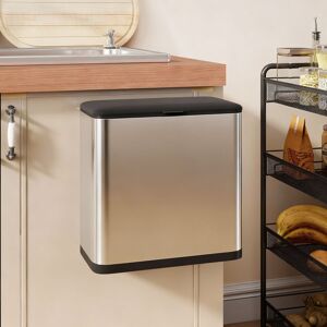 Homcom (Cream) 8L Hanging Kitchen Bin, Rubbish bin w/ Stay-Open Lid for Under Sink Homcom (Cream) 8L Hanging Kitchen Bin, Rubbish bin w/ Stay-Open Lid for Under Sink