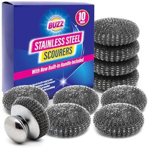 SOL 10pk Stainless Steel Scourer with Handle ? Heavy Duty Kitchen Scrubber with SOL 10pk Stainless Steel Scourer with Handle ? Heavy Duty Kitchen Scrubber with