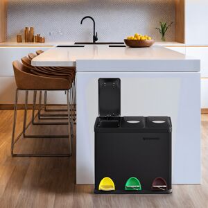 Songmics 3 x 8 L Metal Kitchen Rubbish Bin, Pedal Trash Bin for Waste and Recycling, with Songmics 3 x 8 L Metal Kitchen Rubbish Bin, Pedal Trash Bin for Waste and Recycling, with