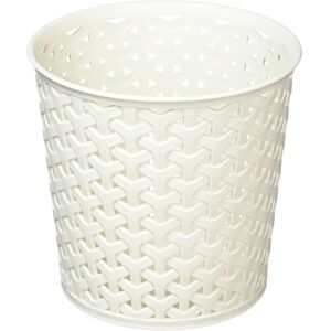 Curver Faux Rattan Dresser Storage Pot-Medium (Perfect for Hair Brushes), White, Curver Faux Rattan Dresser Storage Pot-Medium (Perfect for Hair Brushes), White,