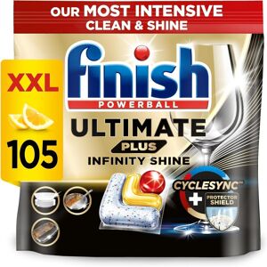 Finish Dishwasher Tablet, Ultimate Plus Infinity Shine, 105 Detergent Tablets, L Finish Dishwasher Tablet, Ultimate Plus Infinity Shine, 105 Detergent Tablets, L