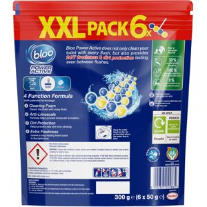 Bloo Power Active Toilet Rim Block XXL pack 300g 6x50g with Fresh Lem Bloo Power Active Toilet Rim Block XXL pack 300g 6x50g with Fresh Lem