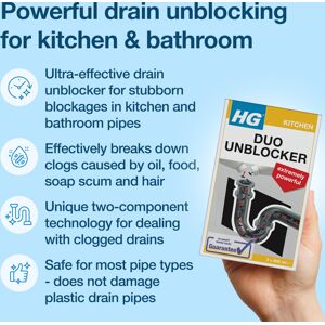 HG Duo Unblocker Clears Blocked Kitchen Bathroom Sinks Drains 2 x HG Duo Unblocker Clears Blocked Kitchen Bathroom Sinks Drains 2 x