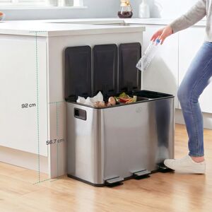 HOMCOM 3 x 20L Triple Kitchen Bin Pedal Bin for Recycling and Waste HOMCOM 3 x 20L Triple Kitchen Bin Pedal Bin for Recycling and Waste