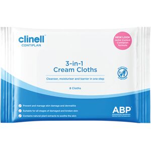 Clinell Contiplan 3-in-1 Continence Care Cloths (Pack of 8) CON8 Clinell Contiplan 3-in-1 Continence Care Cloths (Pack of 8) CON8