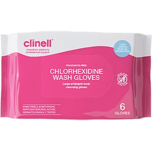 Clinell Chlorhexidine Wash Gloves Fragrance Free (Pack of 6) CHGWGL6FF Clinell Chlorhexidine Wash Gloves Fragrance Free (Pack of 6) CHGWGL6FF