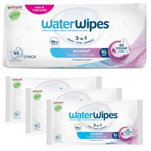 WaterWipes Sensitive+ Body & Intimate Cleansing Wipes, 99.9% Purified Water, XL WaterWipes Sensitive+ Body & Intimate Cleansing Wipes, 99.9% Purified Water, XL