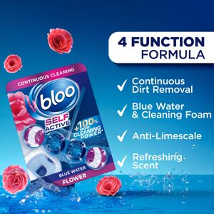 Bloo Self Active Triple Toilet Rim Block and Bowl Cleaner with Flower Bloo Self Active Triple Toilet Rim Block and Bowl Cleaner with Flower