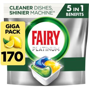 Fairy Platinum Dishwasher Tablets, Lemon, 170 Capsules, Powerful Even Fairy Platinum Dishwasher Tablets, Lemon, 170 Capsules, Powerful Even