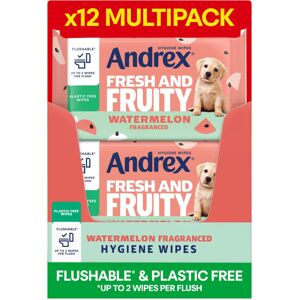 Andrex Fresh and Fruity Hygiene Wipes, 12 Packs, Flushable Toilet Andrex Fresh and Fruity Hygiene Wipes, 12 Packs, Flushable Toilet
