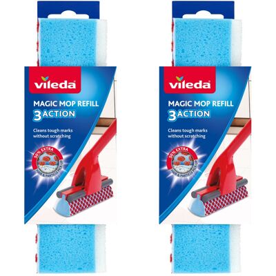 Vileda Magic Mop 3Action Refill, Blue, Pack of 2 Vileda Magic Mop 3Action Refill, Blue, Pack of 2