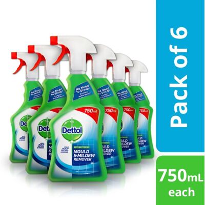 Dettol Mould and Mildew Remover Spray - 750 ml - 6-pack - Cleaner Dettol Mould and Mildew Remover Spray - 750 ml - 6-pack - Cleaner